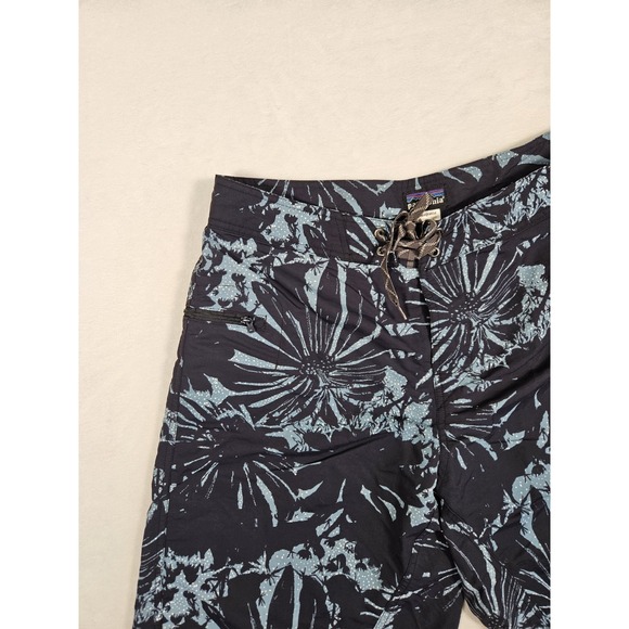 Patagonia Board Shorts Men's 34 Wavefarer Blue Hawaiian Drawstring Pocket‎ 9" - Picture 4 of 9